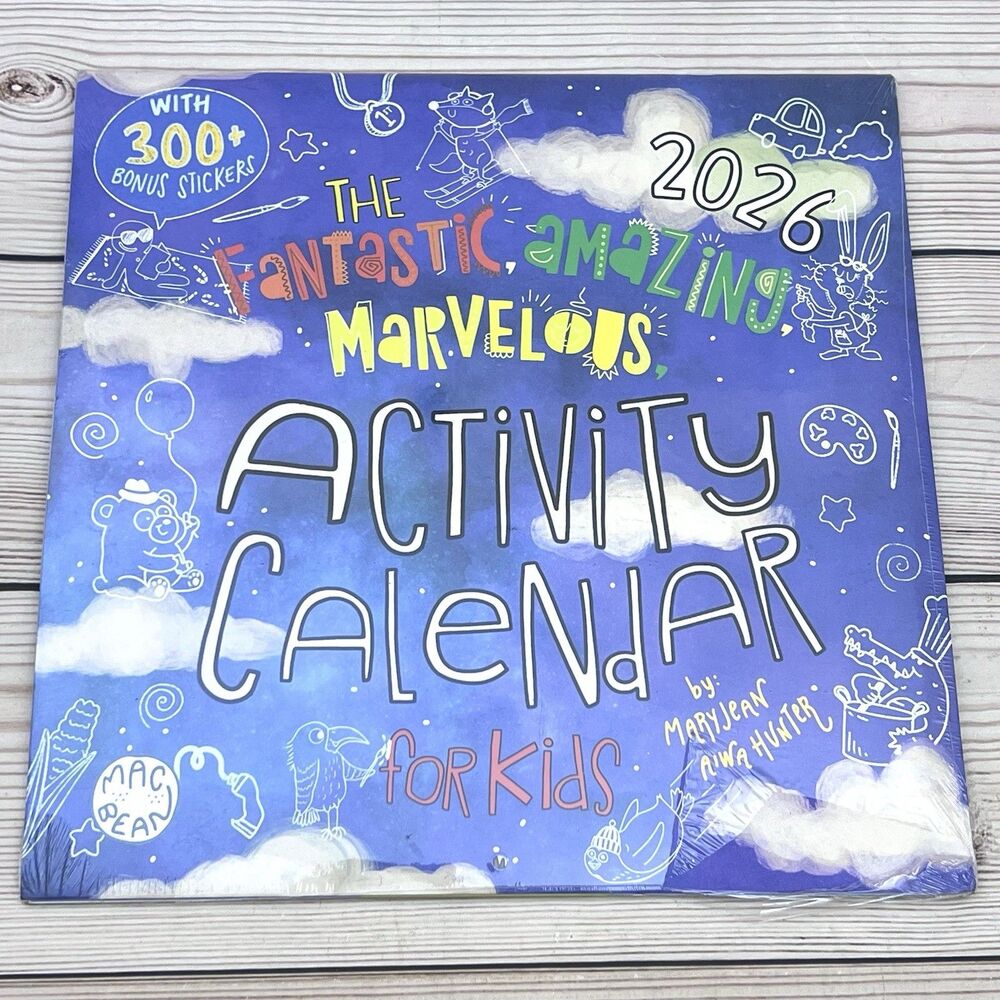 2026 Kids Activity Wall Calendar Planner 300+ Bonus Stickers Games Fun Pages NEW